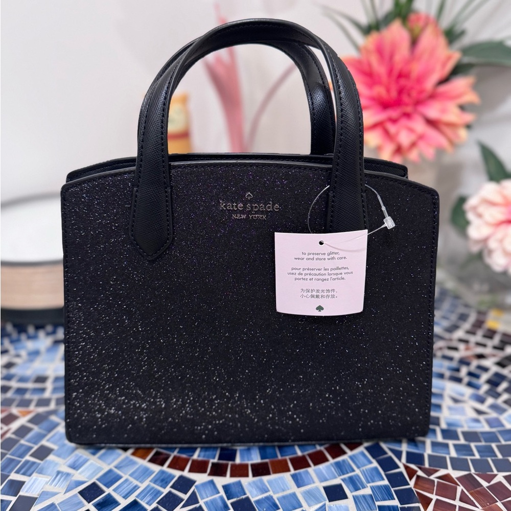 Kate Spade Black Satchel with Elegant Sparkle